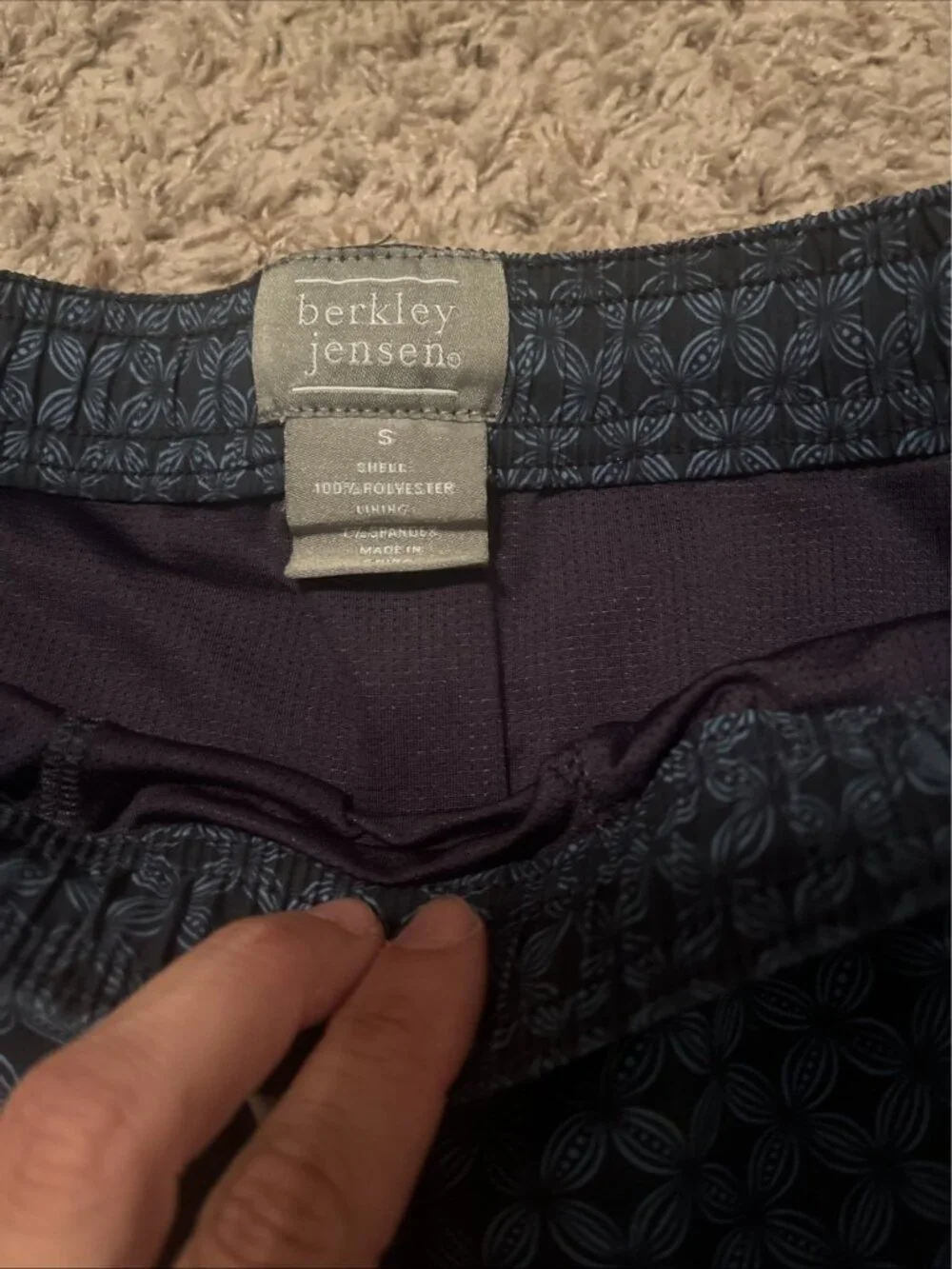 Berkley Jensen Men Small Swim Trunks Blue Geometric Medallion Print Board Shorts